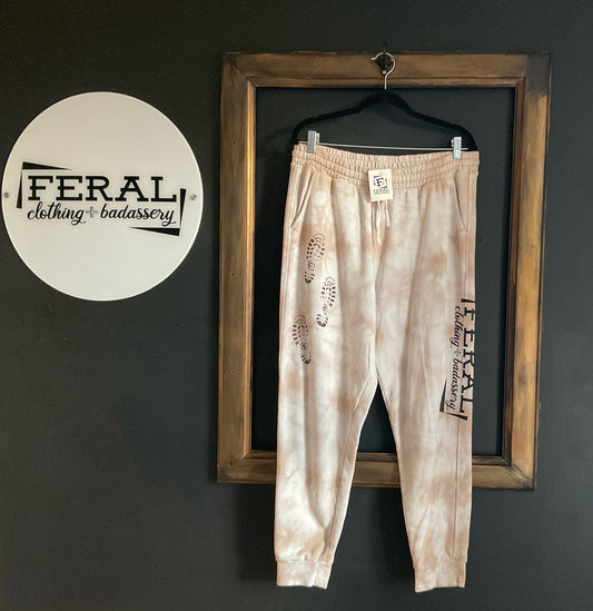 Tie Dye Joggers with Feral Boot design