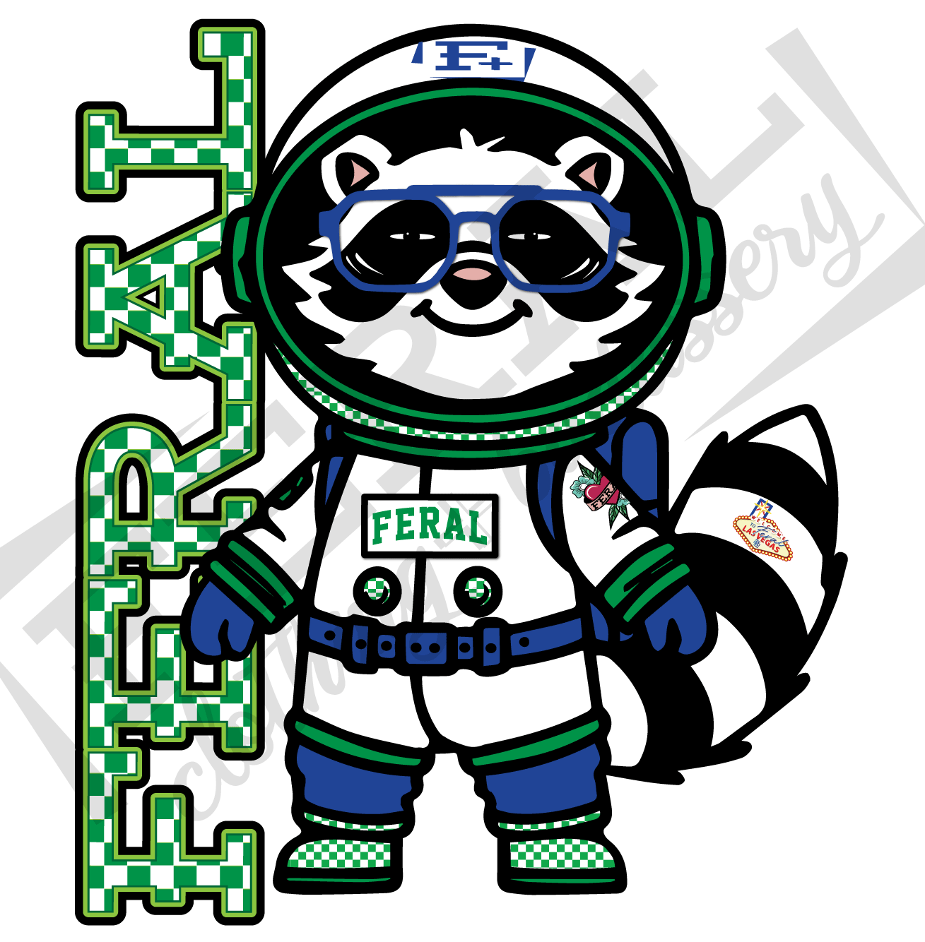 SpAcEY the Trash Panda- blue