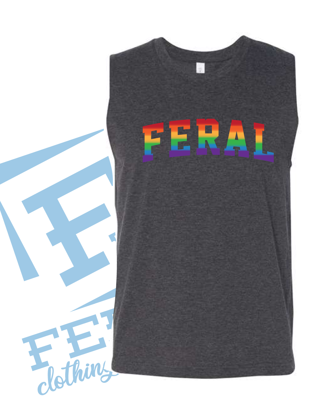 Feral Muscle Tank-Dark Heather Grey